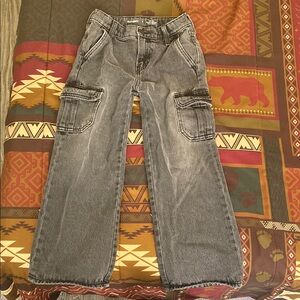 Old Navy Dark Gray High Rise Baggy wide leg Cargo Jeans.